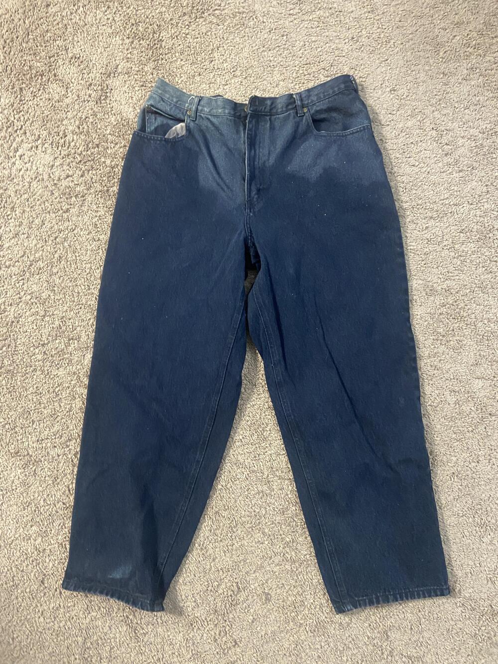 Open Trails Jeans Mens 38x30 Dark Blue Stonewashed Cotton Denim Straight Leg
